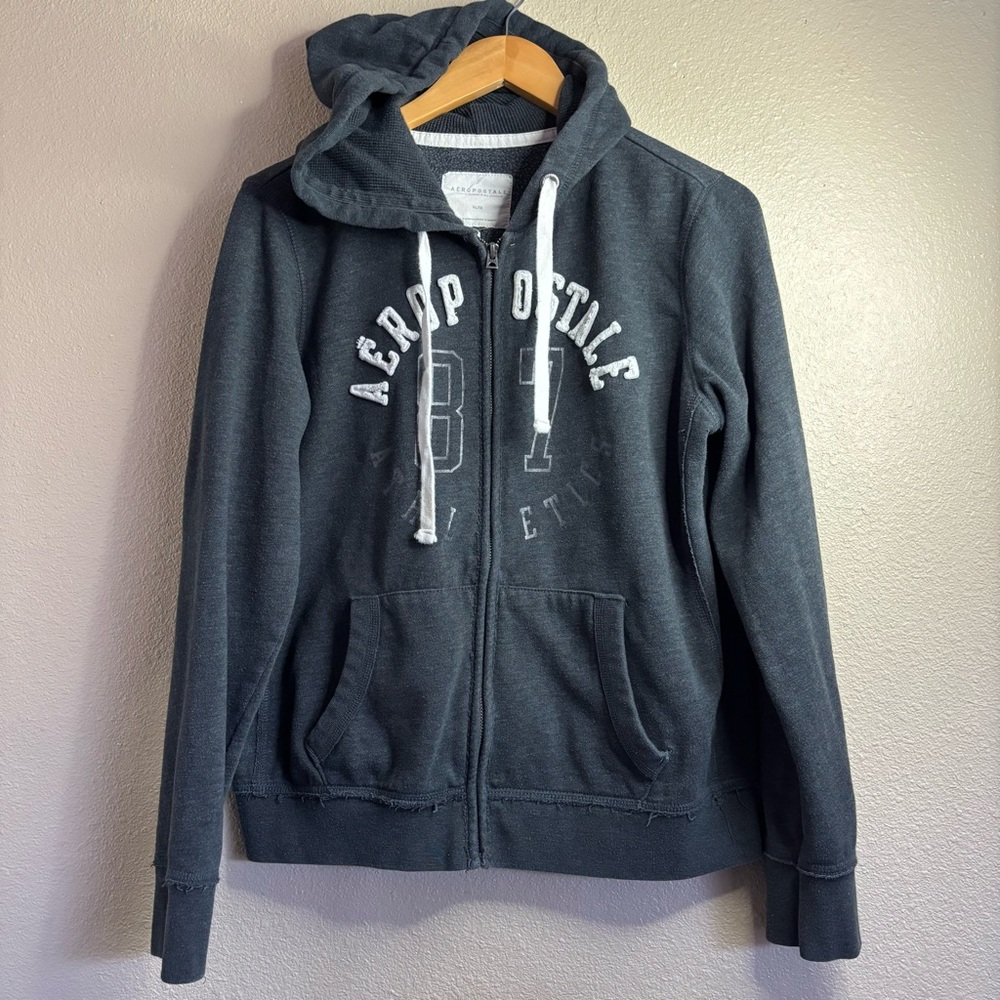 Aeropostale Dark Gray Hooded Zip Sweatshirt size XL